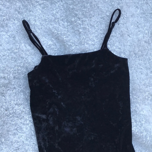 Black crushed velvet slip dress - Picture 2 of 3